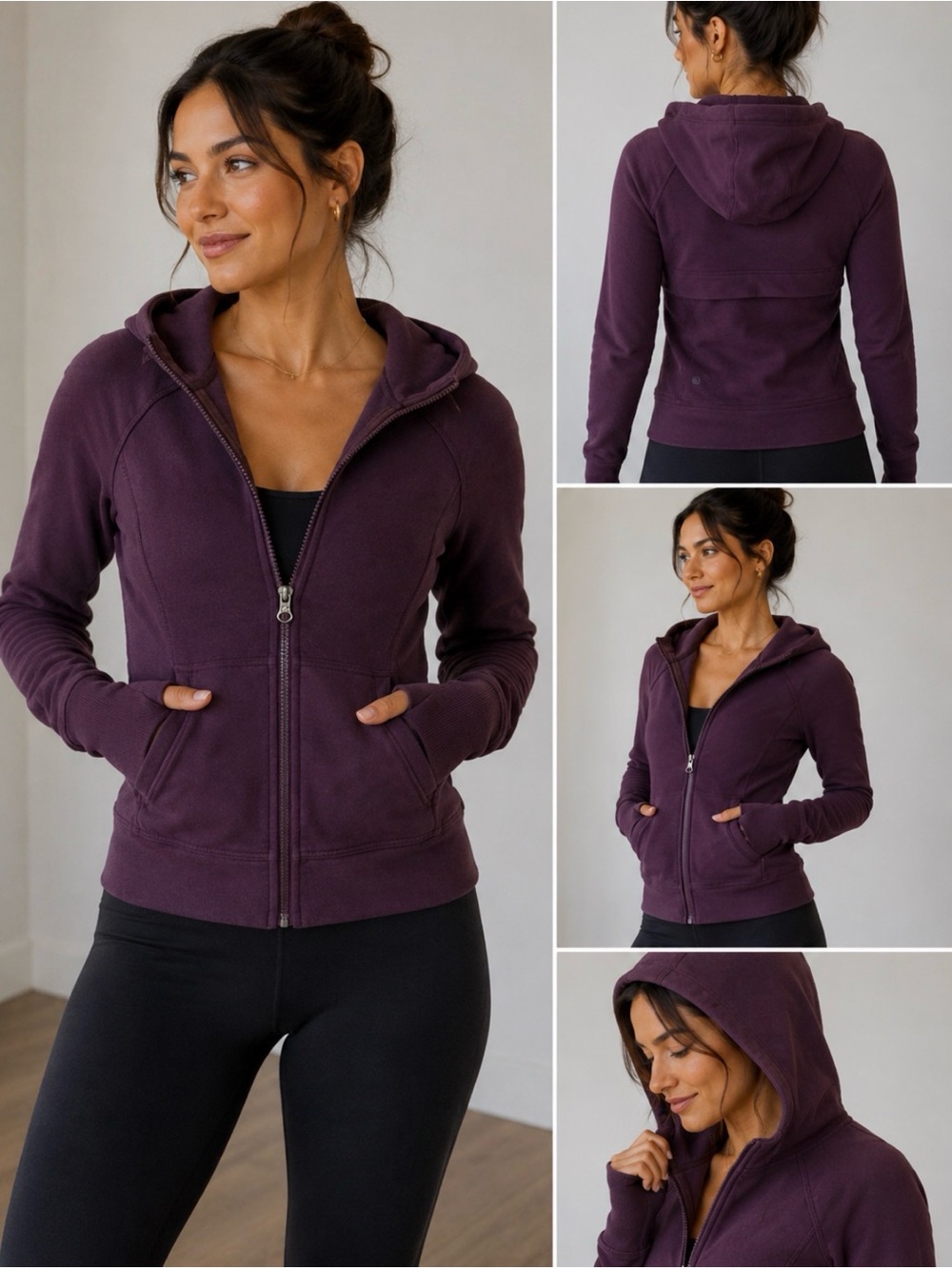 Women’s Zip-Up Hoodie Jacket - Deep Plum